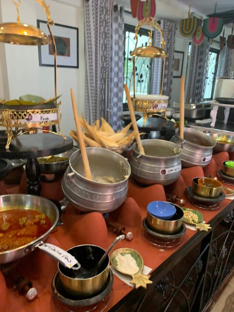 Food on a buffet table at a restaurant