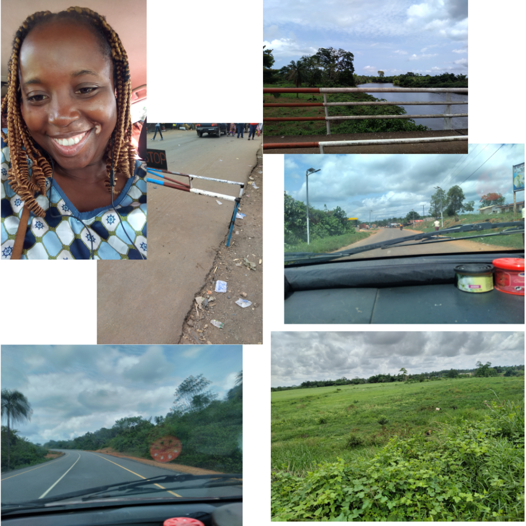 Sarah traveling by road from Sierra Leone to Liberia